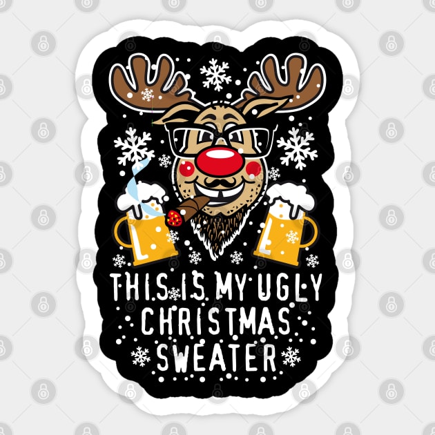 89 Reindeer Rudolph This is my UGLY Christmas Sweater Fun Sticker by Margarita7